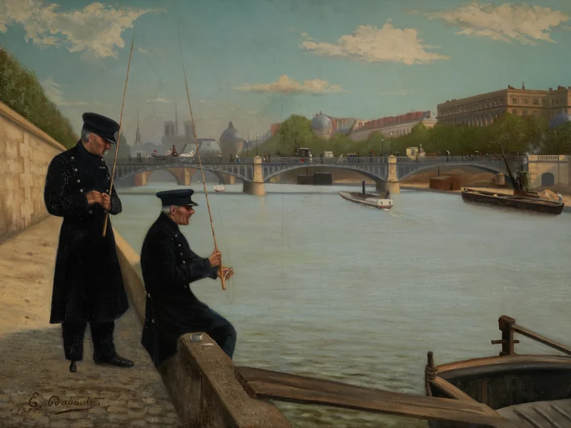 1858-Henri Ernest Dabault - Invalidi che pescano vicino al ponte Solférino - Museo Carnavalet